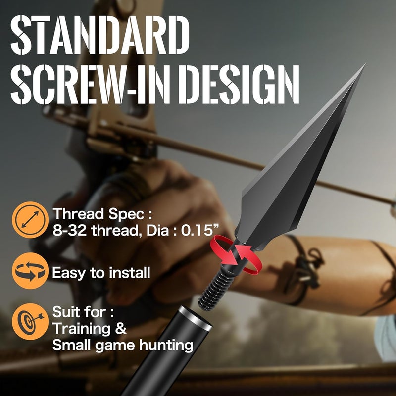 Sunya Broadheads 100/120/125/150 Grain Traditional Archery Arrow Tips for Compound, Recurve Bow & Crossbow, Pack of 12 - Image 5